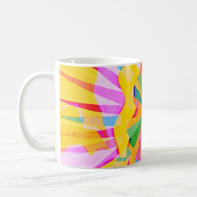Abstrakt kreativ teckning, färglös bakgrund. kaffemugg (Vänster)