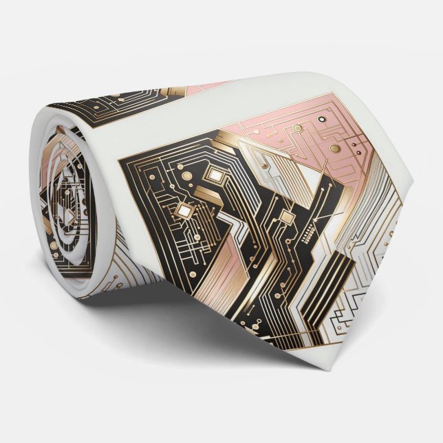 Abstrakt kretskort - Retro Art Deco Slips (Rullad)