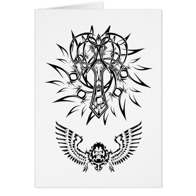 Abstrakt kristen stam- tatueringdesign hälsningskort (Framsidan)