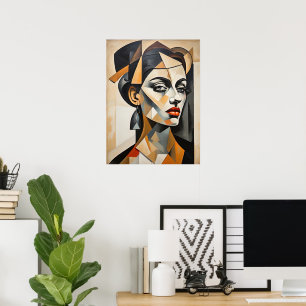 Abstrakt Kubism Porträtt Picasso Inspired Female Poster