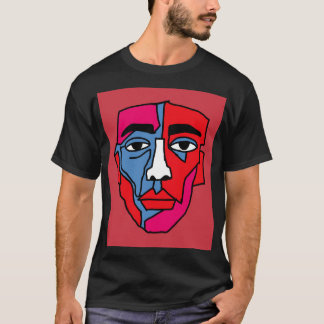 Abstrakt kubistisk depressionsansikte retro grafis t shirt