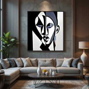 Abstrakt Kubistisk Geometrisk Ansikte Poster
