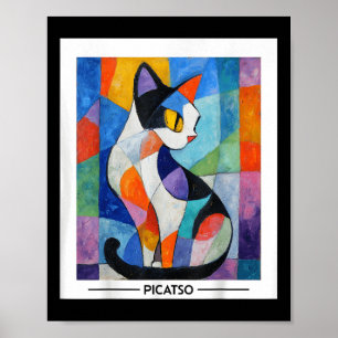 Abstrakt kubistisk kattkonst design -- Djärv färgs Poster