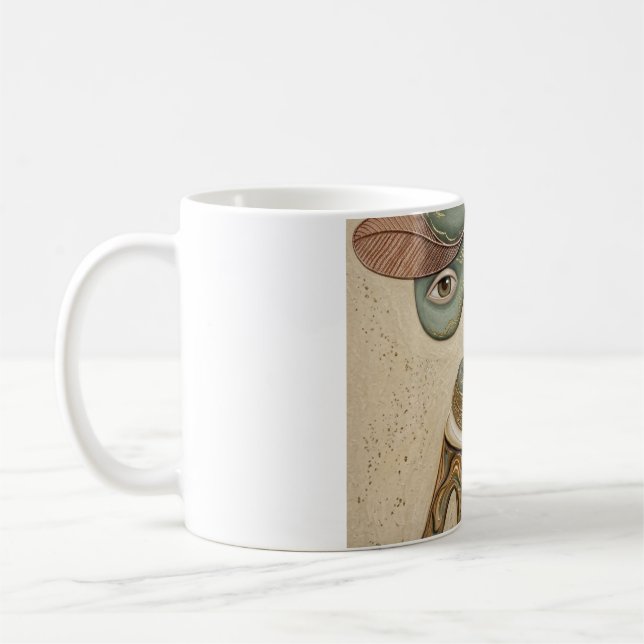 Abstrakt Kubistisk Surreal Keramisk Kaffemugg (Vänster)