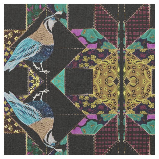 Abstrakt Kung Quail Quilt Tyg (Närbild)