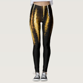 Abstrakt kväll ljus Sea shiny guld reflexion Leggings