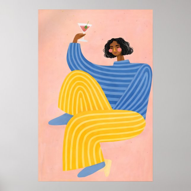 Abstrakt Kvinna Affisch, Färgrik Modern Poster (Framsidan)