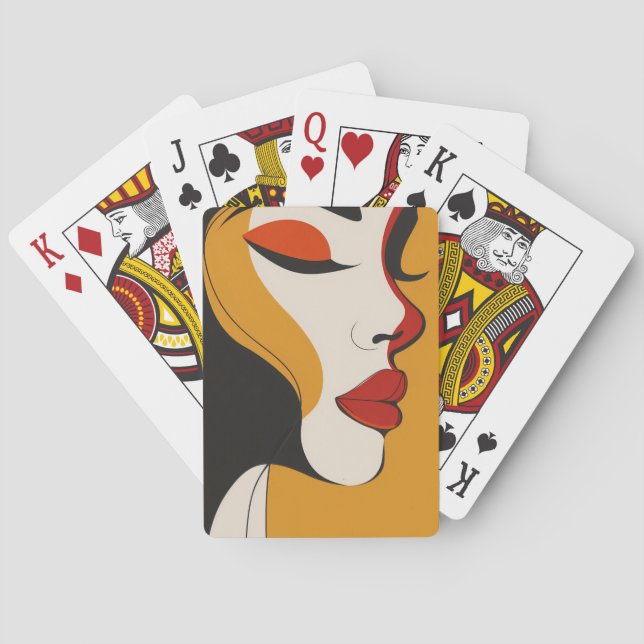 Abstrakt kvinna ansikte art casinokort (Baksidan)