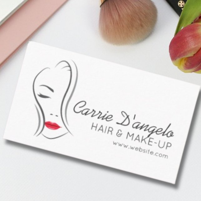 Abstrakt kvinna ansikte för hår- och konfektioneri visitkort (Hair and make-up profession business card)