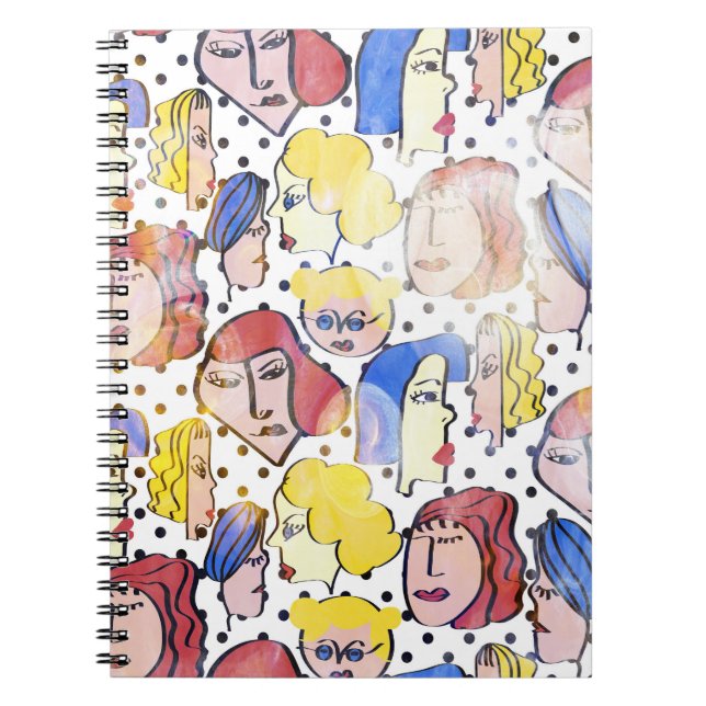 Abstrakt kvinna ansikte, vattenfärgen polka dots. anteckningsbok (Framsidan)