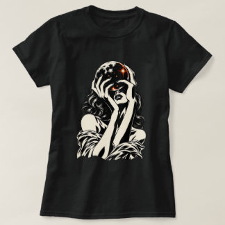 Abstrakt kvinna bak modern grafisk konst t shirt