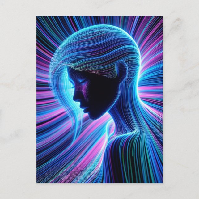 Abstrakt kvinna färglös nyfödd linjer vykort (Framsida)