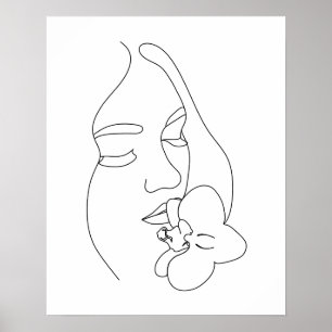 Abstrakt Kvinnas Ansikte med blomsterkonst Poster