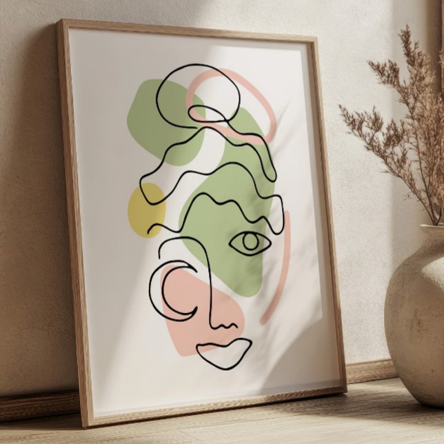 Abstrakt Kvinnlig Porträtt Linjekonst BOHO Chic Poster (Skapare uppladdad)