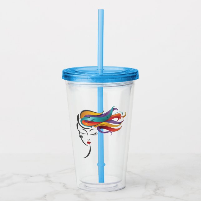 Abstrakt Kvinnor med färgstark blomning Take Away Mugg (Framsida)