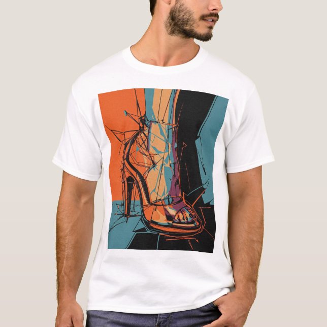 Abstrakt Kvinnors Snyggt för skiddesign Konstnärli T Shirt (Framsida)