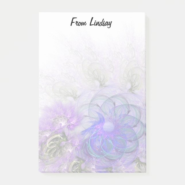 Abstrakt Lacy Blommigt Design Lila Blue Anpassning Post-it Block (Framsida)