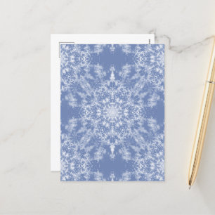 Abstrakt Lacy Fractal Snowflake Mönster på Blue Helg Vykort