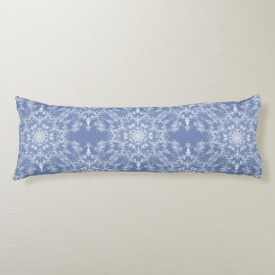 Abstrakt Lacy Fractal Snowflake Mönster på Blue Kroppskudde