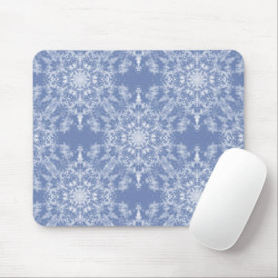 Abstrakt Lacy Fractal Snowflake Mönster på Blue Musmatta