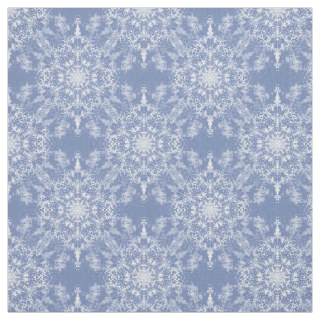 Abstrakt Lacy Fractal Snowflake Mönster på Blue Tyg (Provkarta)