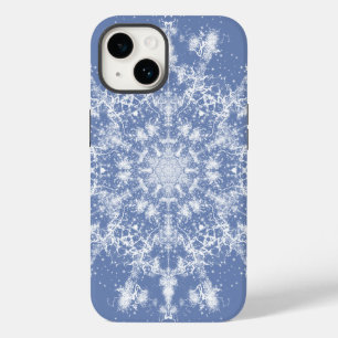Abstrakt Lacy Fractal Snowflake på blå bakgrund