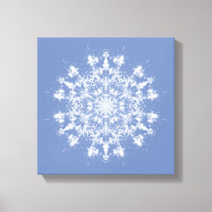 Abstrakt Lacy Fractal Snowflake på blå bakgrund Canvastryck