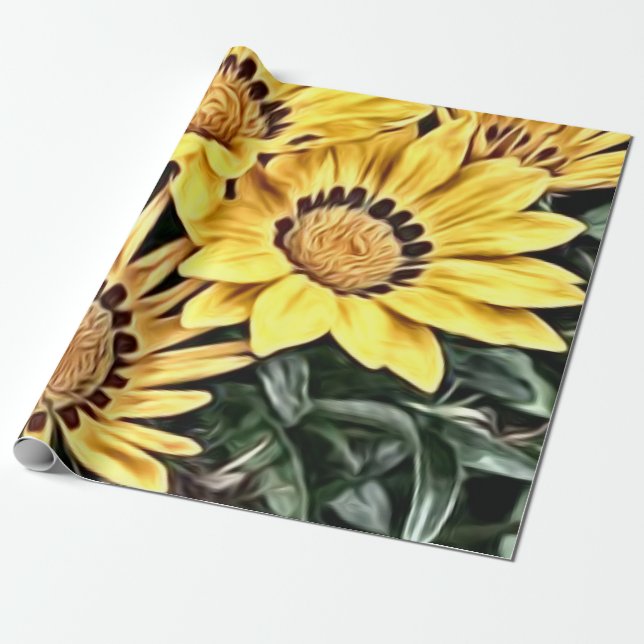 Abstrakt Land Gult Daisy Presentpapper (Utrullad)