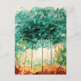 Abstrakt Landcape Art Träd Forest Painting Vykort