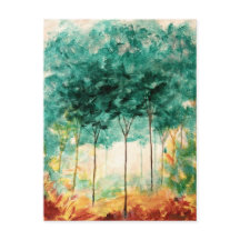 Abstrakt Landcape Art Träd Forest Painting