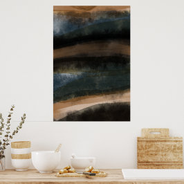 Abstrakt Landcape Painting Art Mörk Earth Tones Poster