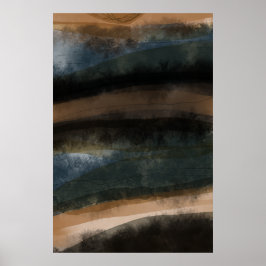 Abstrakt Landcape Painting Art Mörk Earth Tones Poster