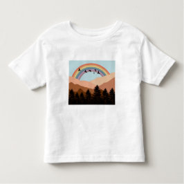 Abstrakt Landscape Forest Träd Rainbow & Birds T Shirt
