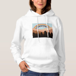 Abstrakt Landscape Forest Träd Rainbow & Birds T Shirt