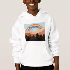 Abstrakt Landscape Forest Träd Rainbow & Birds T Shirt