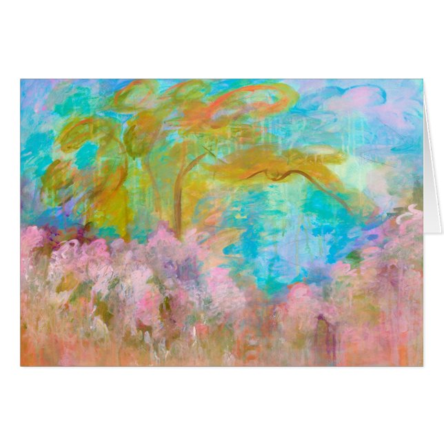 Abstrakt landskap blommor för Aqua för konstträd OBS Kort (Framsidan Horizontal)