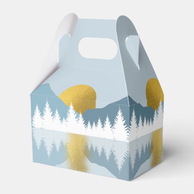 Abstrakt landskap gyllene vinter solnedgång solupp presentaskar (Framsidan Sidan)