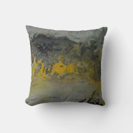 Abstrakt landskap i gult - dekorativ kudde