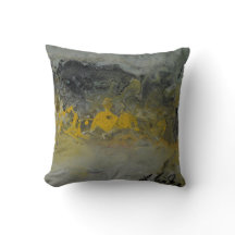 Abstrakt landskap i gult - dekorativ kudde