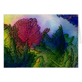 Abstrakt landskap i vattenfärger - dimmig OBS kort