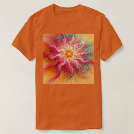 Abstrakt landskap med rosa solstrålar t shirt