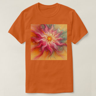 Abstrakt landskap med rosa solstrålar t shirt