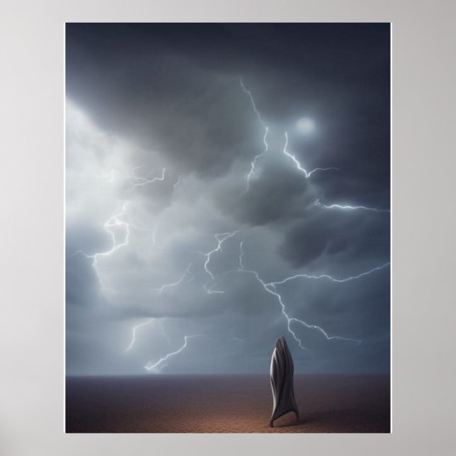 Abstrakt landskap modern, unik surrealistisk poster (Framsidan)