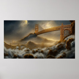 Abstrakt Landskap stormen Golden Grind Bridge Poster