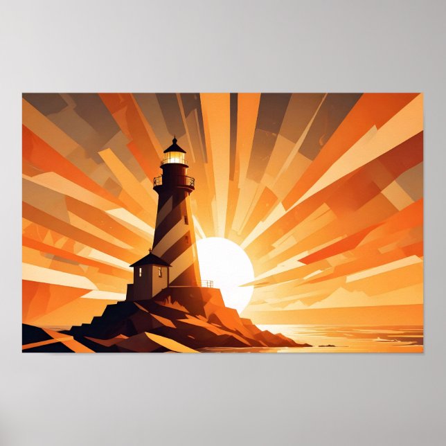 Abstrakt landskapsfyr kustbakgrund  poster (Framsidan)