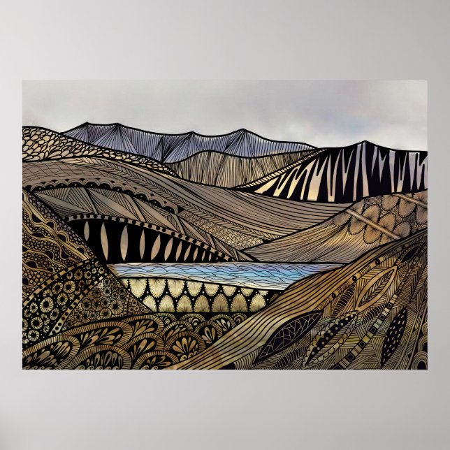 Abstrakt: landskapsområden och floder poster (Framsidan)