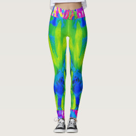 Abstrakt lapptäcke solros trädgård collage leggings