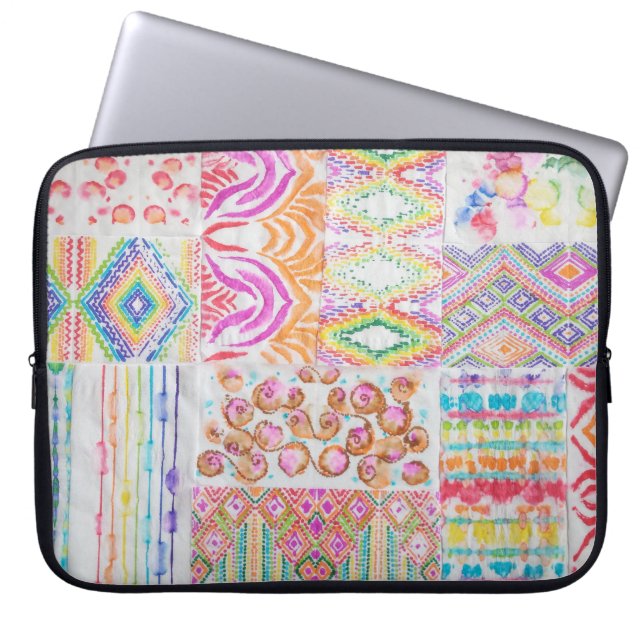 Abstrakt lappverk, vattenfärgsfärgsfärgen slips mö laptop fodral (Framsidan)