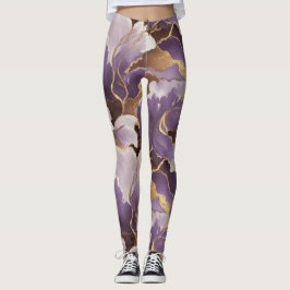 abstrakt lavendel och guld leggings
