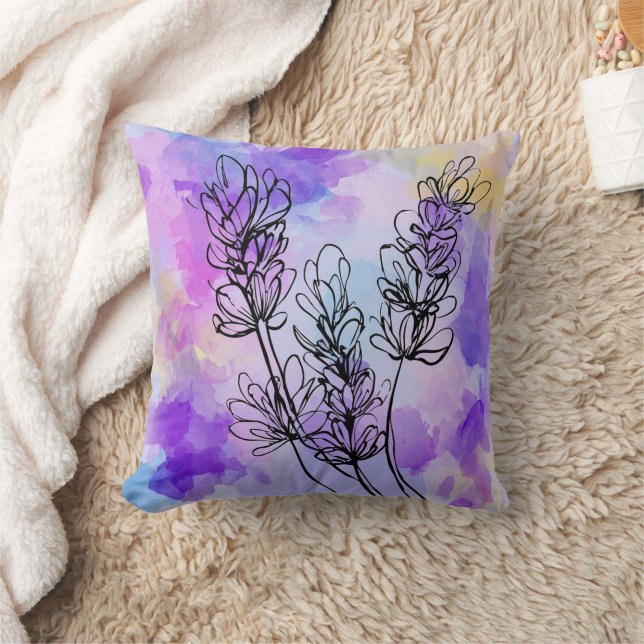 Abstrakt Lavender Flower Dekorativ kudde (Filt)